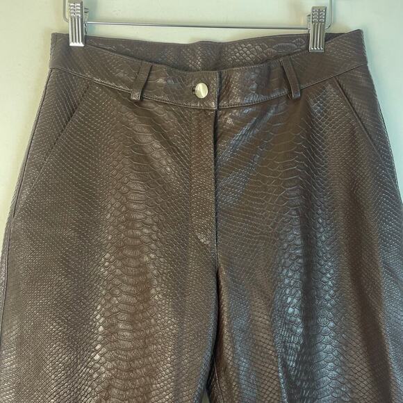 Velez Artisan Men’s Brown Leather Croc Print Straight Leg Pants Size Small - Picture 7 of 7